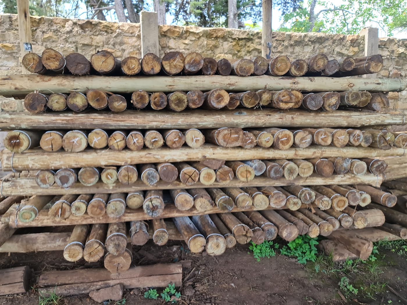 Stacks of Brookewood treated fencing posts