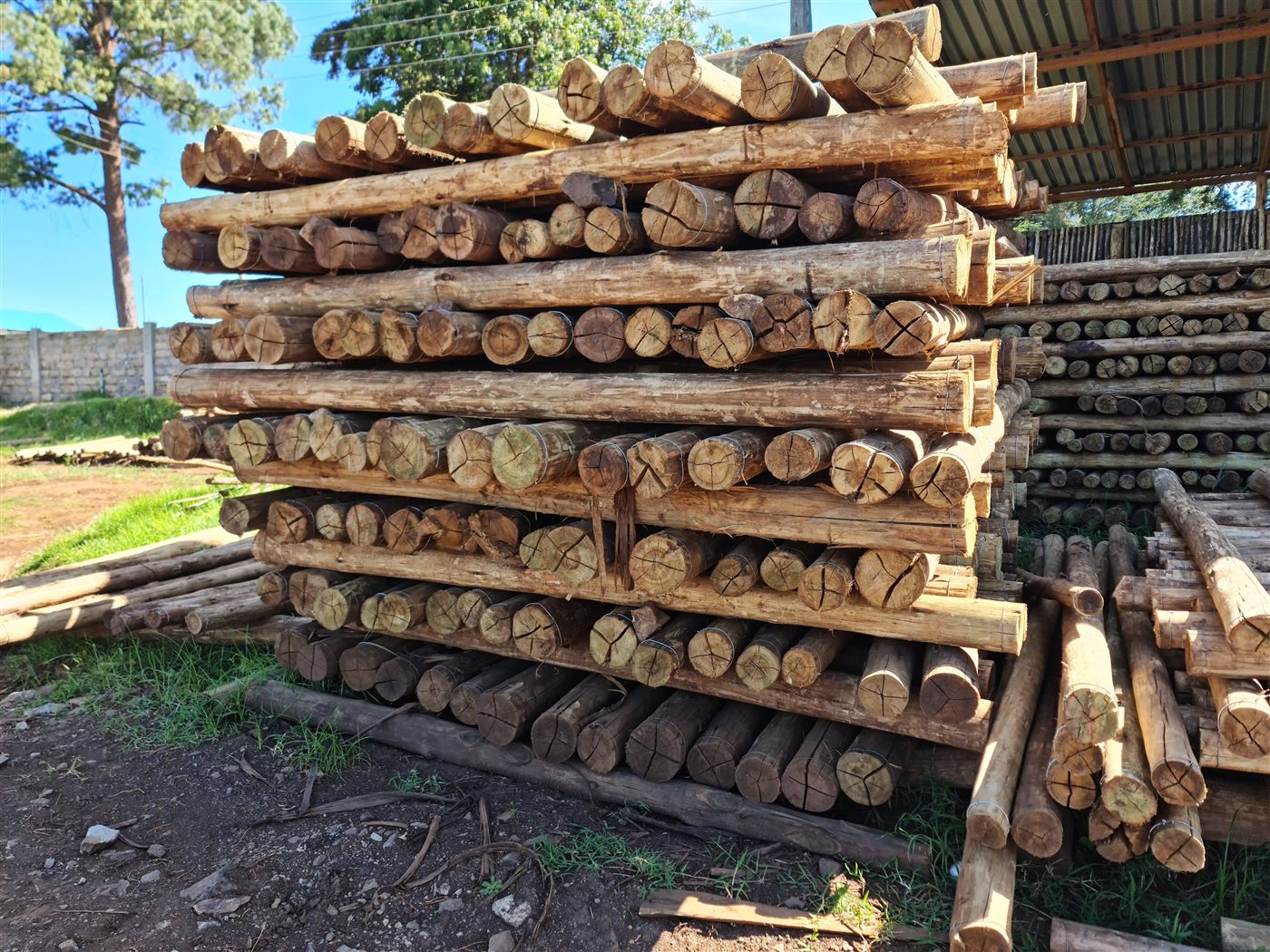 Finished Brookewood fencing posts stacked by size